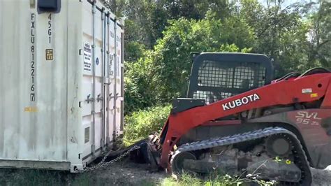 conex box to store skid steer|Moving a Connex Shipping Container with a Kubota SVL.